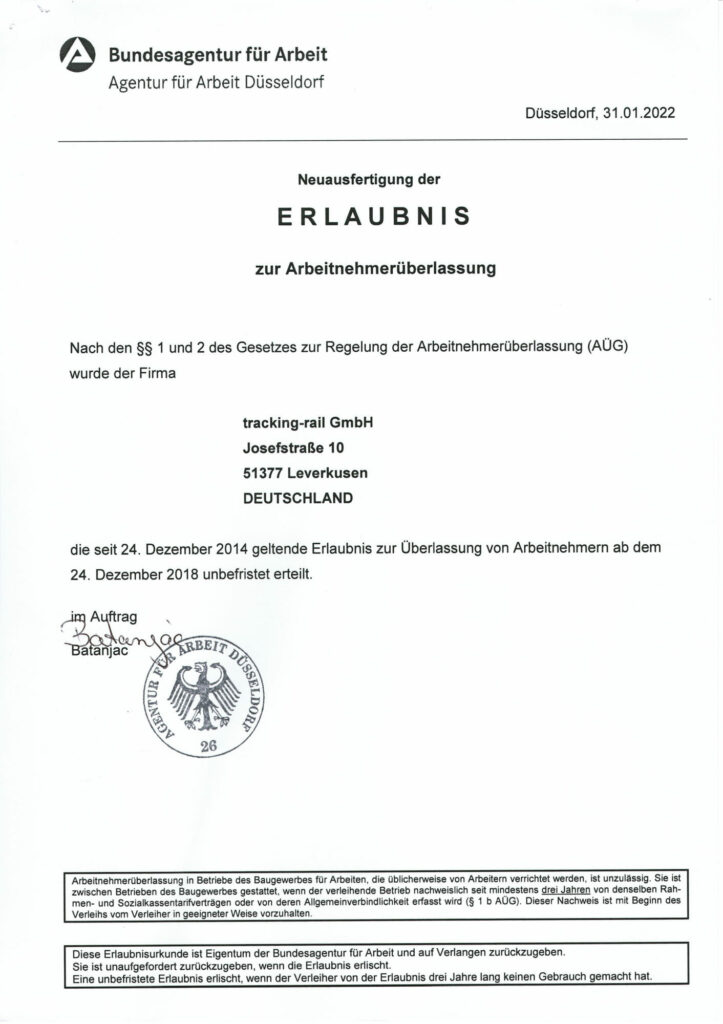Bundesagentur für Arbeit - Erlaubnis zur Arbeitnehmerüberlassung